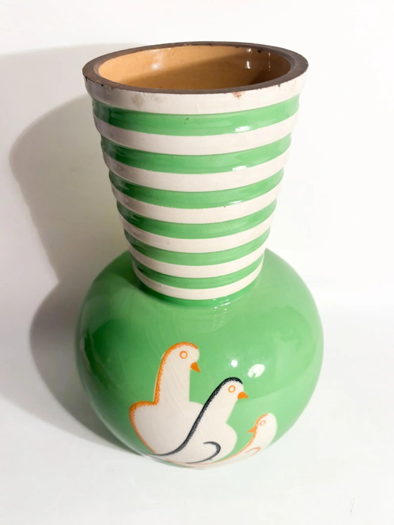 Vase sphérique en céramique verte Pucci Umbertide vintage des années 1940 avec bord évasé (photo 11 of 13)