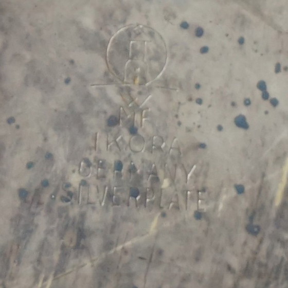 Image 1 of Cuenco escultórico Bauhaus WMF Ikora, latón plateado, de Paul Haustein, 1920