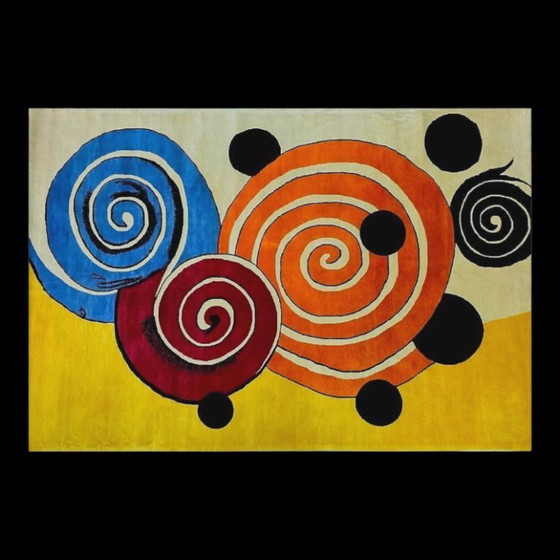 Hand-Knotted Wool Rug – Contemporary Round Spirals Art Design (200 x 300 cm) – Tapis (photo 3 of 8)