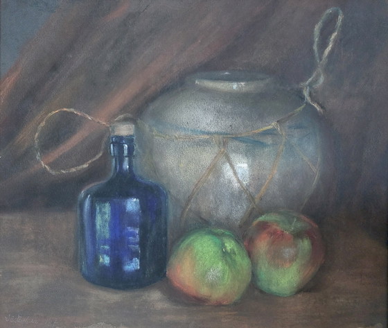 Image 1 of Naturaleza muerta al pastel de la Escuela Europea (1917)