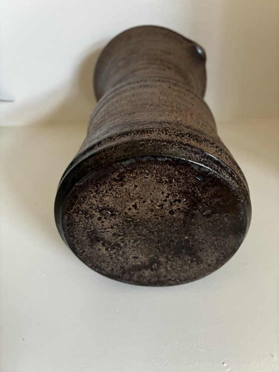 Image 1 of Vintage brutalist vase, brown earthenware, 1960s/70s
