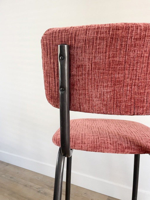 Restyled barkrukken (set van 2) – roze structuurstof