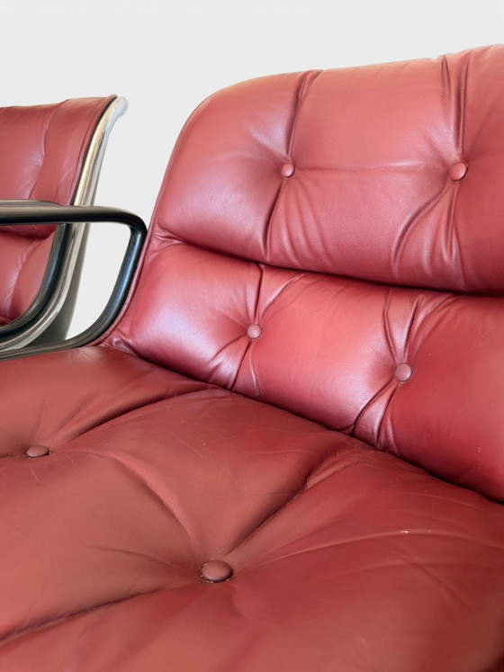 Paire de Fauteuils Executive Charles Pollock Knoll Cuir Bordeaux – Leather (photo 10 of 11)