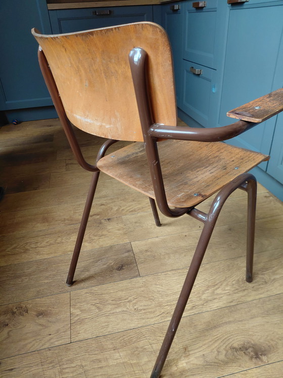 Image 1 of Vintage kantinestoelen met armleuningen buizenframe 