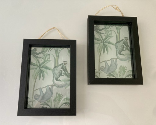 Modern diptych of jungle landscape on glass