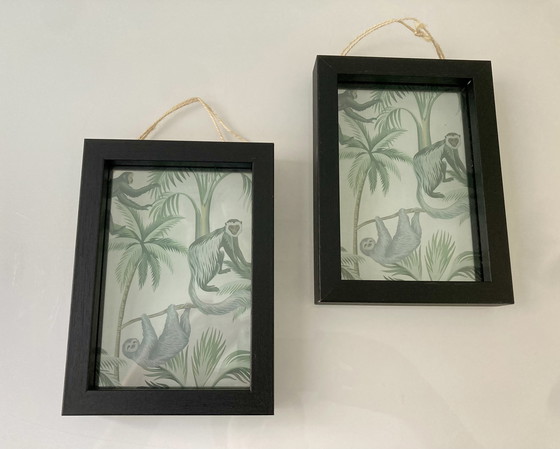 Image 1 of Modernes Diptychon einer Dschungellandschaft auf Glas