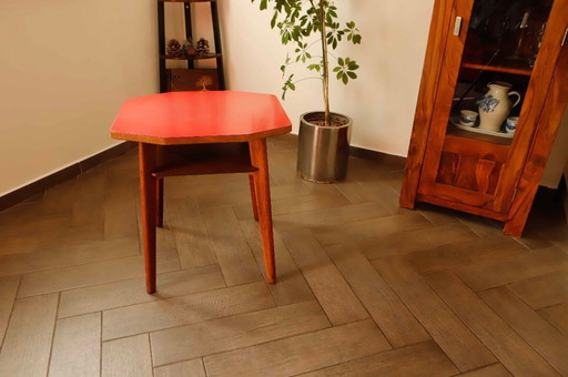 Side Table with Red Top 