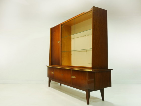 Image 1 of Vintage highboard / woonkamer kast met vitrinekast, jaren 60, Duitsland