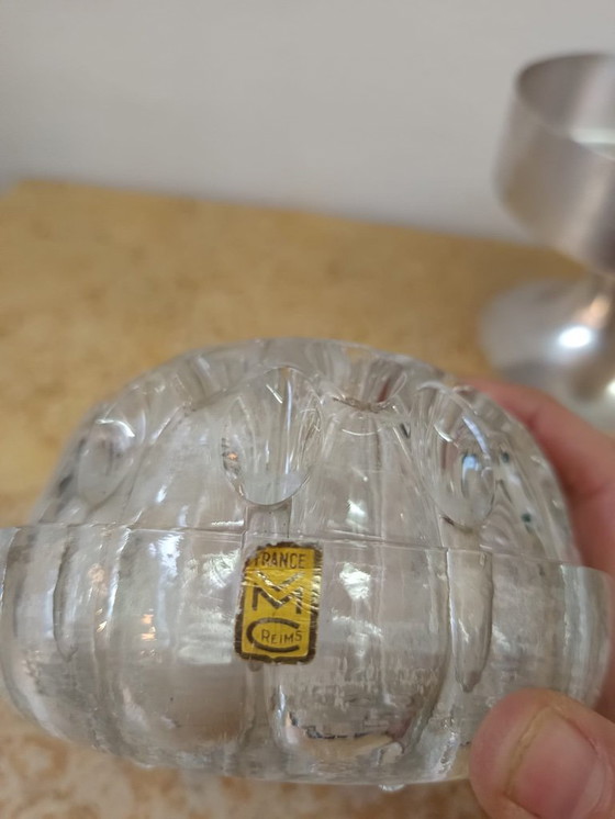 Image 1 of Verzilverde metalen bloemenhouder in futuristische stijl, jaren 70