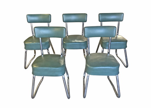 Lot de 5 Chaises Ronéo Pullman, Bauhaus 1950