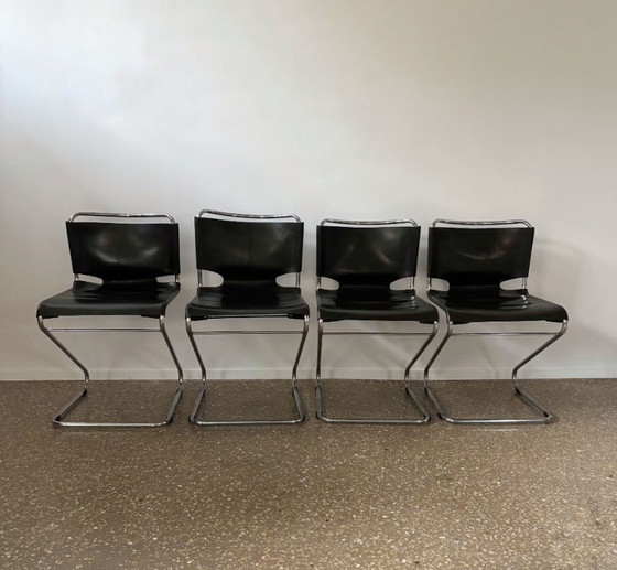 Image 1 of Ensemble de 4 chaises de salle à manger « Biscia », dessinées par Pascal Mourgue pour Steiner, France, années 1960