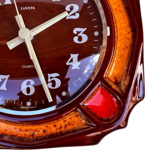 Image 1 of Horloge murale de cuisine Europe, Allemagne, 1970. Cadre rétro vintage en céramique