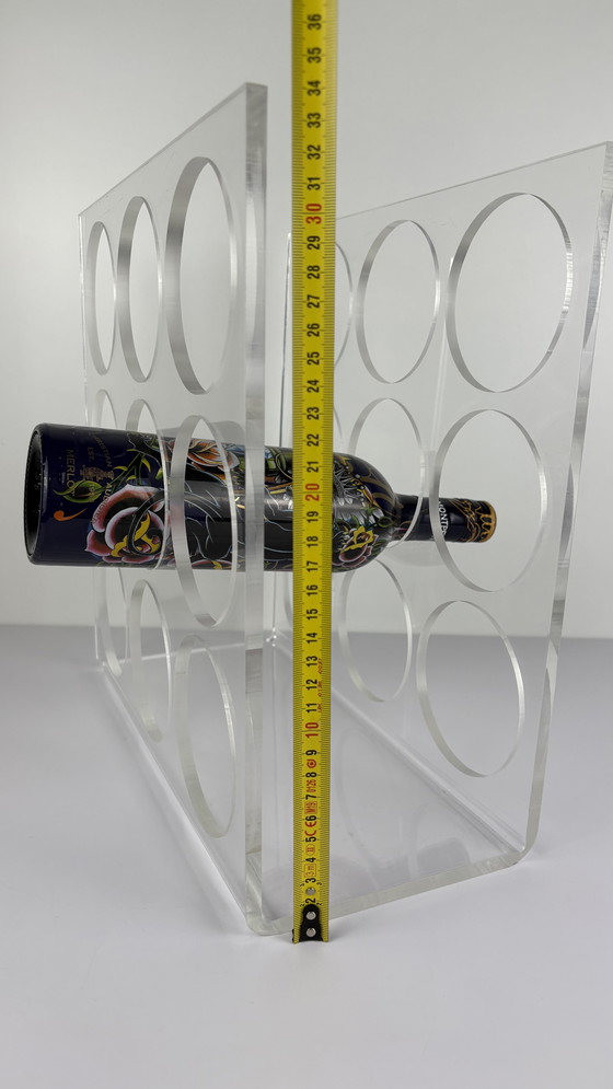 Image 1 of Vintage Plexiglass Acrylic Wine Rack Wine Bottle Bottle Holder