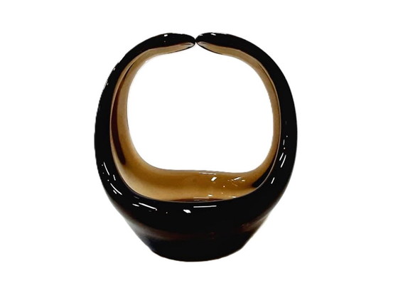 Image 1 of Ciotola per caramelle vintage, vetro fumé, a forma di cestino