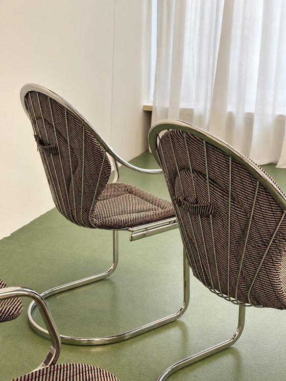 Set of Four Chrome Cantilever Dining Chairs, 1970’s (photo 5 of 6)