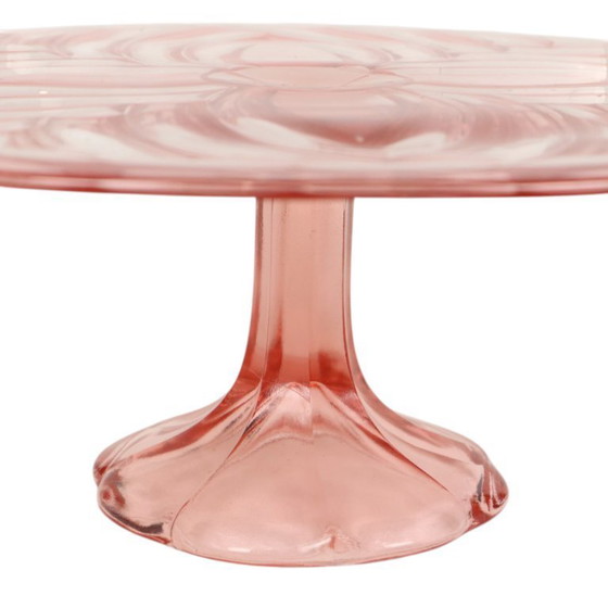 Image 1 of Plato rosa para pasteles, bandeja para repostería estilo Art Déco