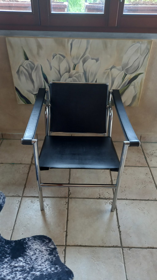 LC1 in Cuoio Nero Vintage Italia Anni '80
