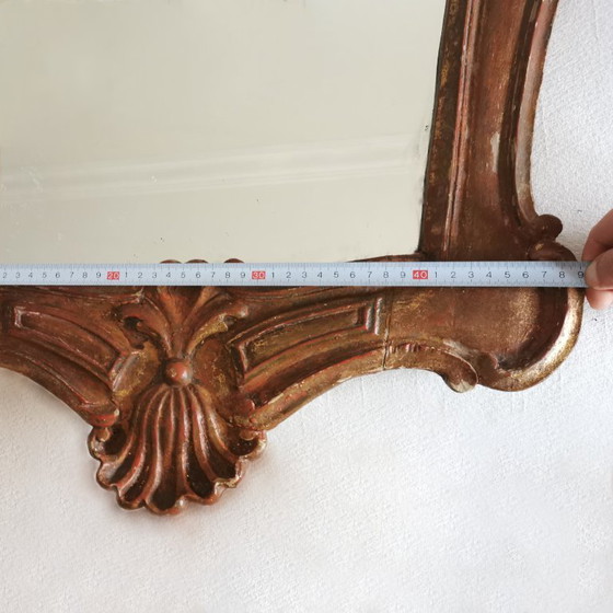 Image 1 of Antieke houten spiegel met hoorn des overvloeds - 17e-18e eeuw - gesneden