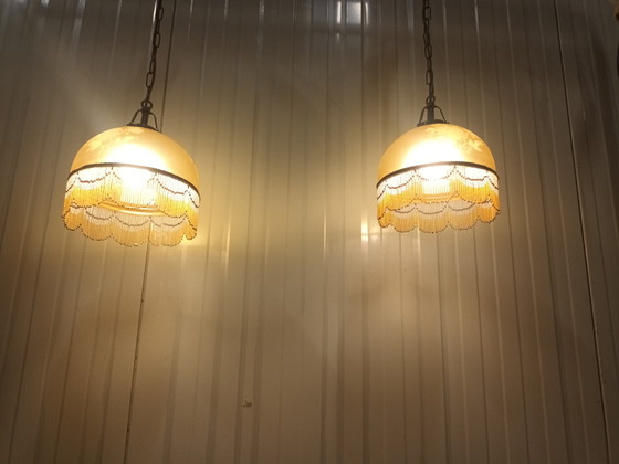 Koppel Vintage Hanglamp Met Kralen – Hanglampen, Copper, Glass (photo 15 of 15)