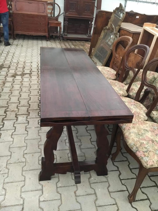 Antieke Walnoot Eettafel, jaren 1880