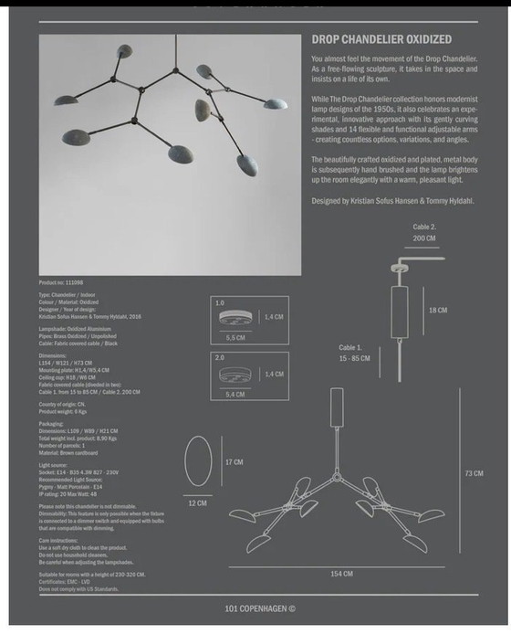 Image 1 of Lámpara de araña Copenhagen 101 oxidada