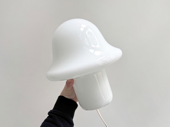 Image 1 of Vintage Peill & Putzler milk glass mushroom table lamp