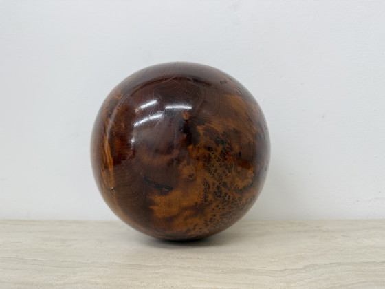Image 1 of Large antique burl wood ball decorative wooden ball