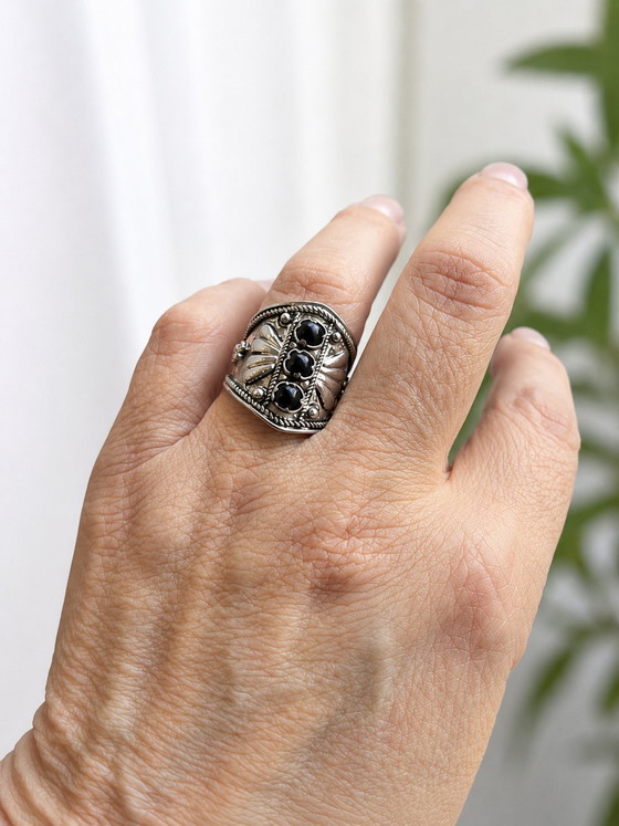 Image 1 of 925 Sterling Silber Ring 1990er ungetragen
