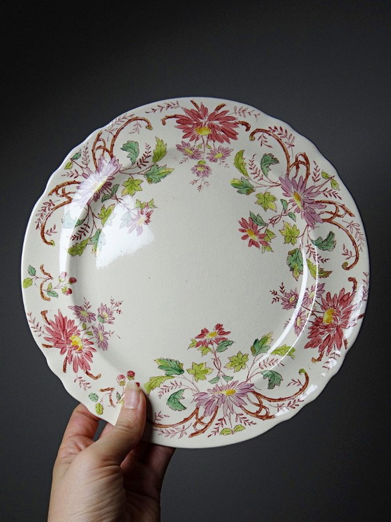 4 Antieke Longchamp Pâquerettes polychrome aardewerk dessertborden – Servies, Ceramic, Vintage (photo 7 of 15)