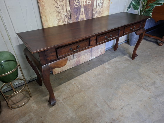 Image 1 of Klassischer Mahagoni-Beistelltisch, Wandtisch, Konsole, kleine, nicht störende Lackschäden, Maße 180 x 50 cm und 76 cm hoch.