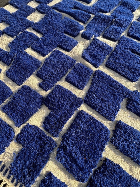 Image 1 of Alfombra bereber azul marroquí Mrirt de lana 200x300 cm – Alfombra bereber neutra tejida a mano