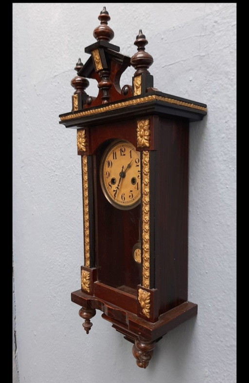 Reloj de pared de péndulo de madera RA con adornos dorados – klokken, Glass, Wood (photo 2 of 5)