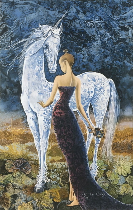 Image 1 of Pierre LE COLAS La Dame à la Licorne II Signed lithograph 1985