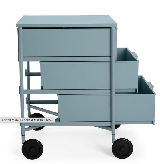 Image 1 of Kartell Mobil Mat with 3 drawers and 4 wheels, color blue, Citterio