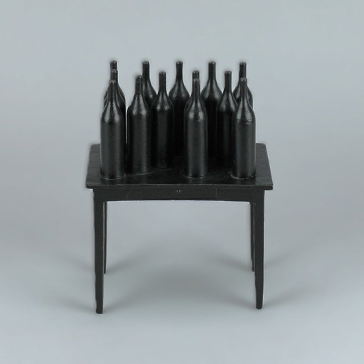 Mario Avati (1921-2009) - Table avec bouteilles - 1978 - sculpture en bronze - édition à 100 exemplaires - Edizione Olivetti