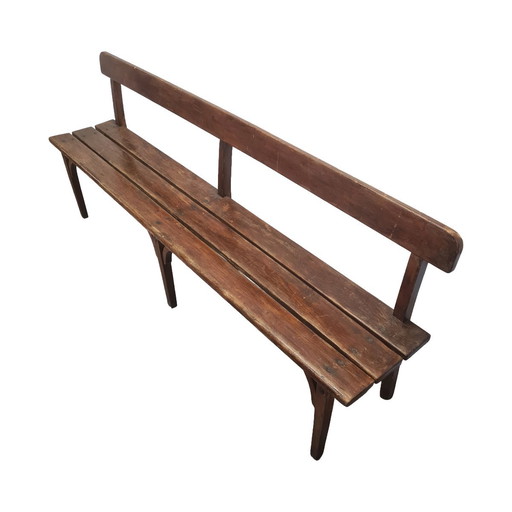 Ancien banc d'entrée en bois français, circa 1900