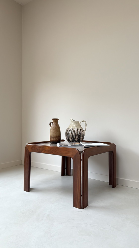 Image 1 of Vintage Wooden Coffee Table with Marble Top