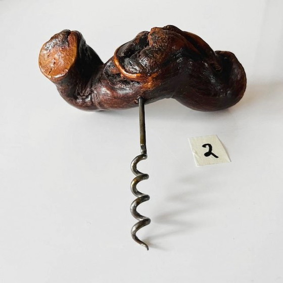 Image 1 of Tire-bouchon français vintage du milieu du siècle, 2 racines en bois de vigne, années 1950