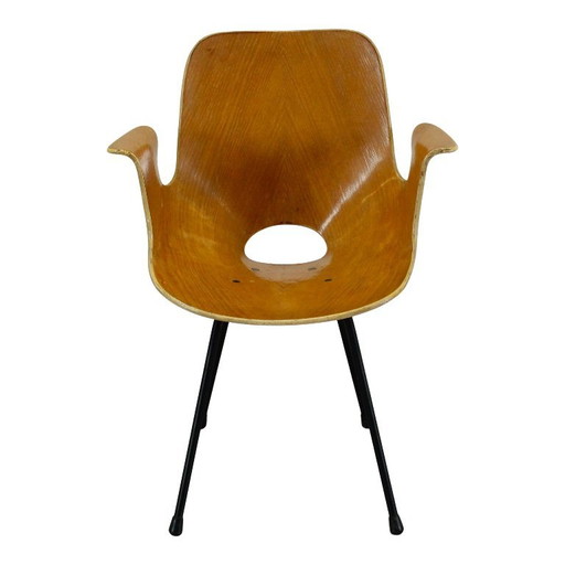 "Medea" gebogen houten stoel met armleuningen van Vittorio Nobili voor de gebroeders Tagliabue, Italië, 1956