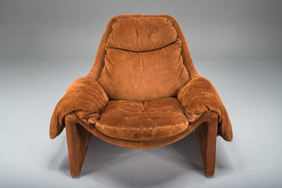 Image 1 of  Voorstellen P60 Leren Loungestoel van Vittorio Introini voor Saporiti, Italië, 1960