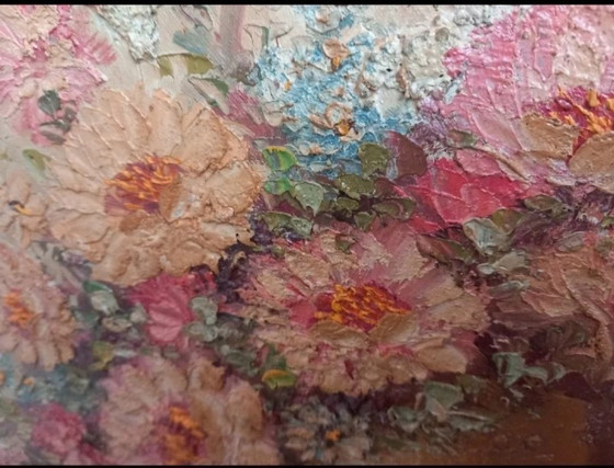 Image 1 of Tableau Robert HELMAN - Nature morte florale - Huile sur toile à l'impasto