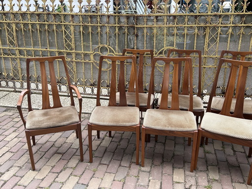Set of 10 Mid-Century Retro Vintage Teak & Afromosia Dining Chairs by Nathan Furniture – 1970s British Craftsmanship with Danish
