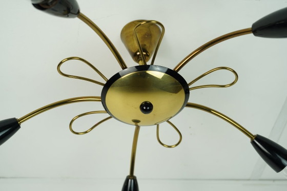 Bellissima PLAFONIERA ragno Sputnik Mid Century anni '50 Ottone Metallo Plastica Stile Mid Century Stilnovo (photo 5 of 13)