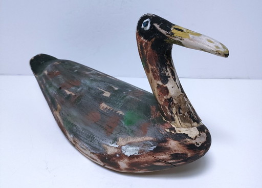 canard appelant bois patiné vintage