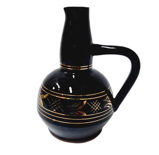 Vintage-Keramikkrug aus Bulgarien – Handbemalt, volkstümliche Eleganz