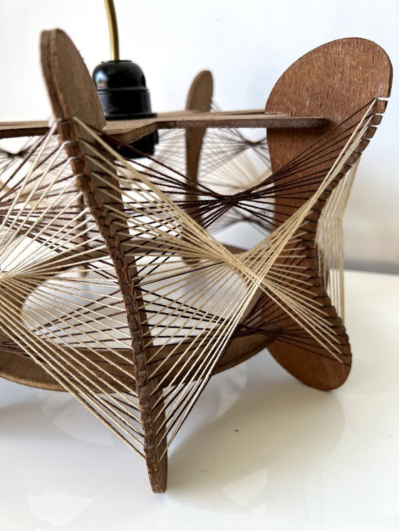 Image 1 of Vintage Scandinavian wood and wire suspension - 60s/70s