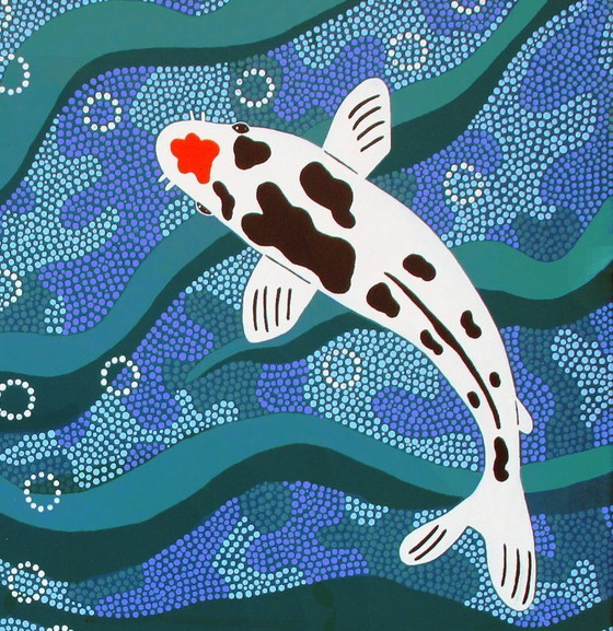 Image 1 of Erica Muizer - Be with me (Aboriginal) painting of Kooikarp fish