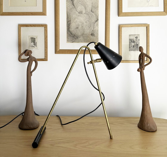 Image 1 of Large Italian Brass Table Lamp 50's Design