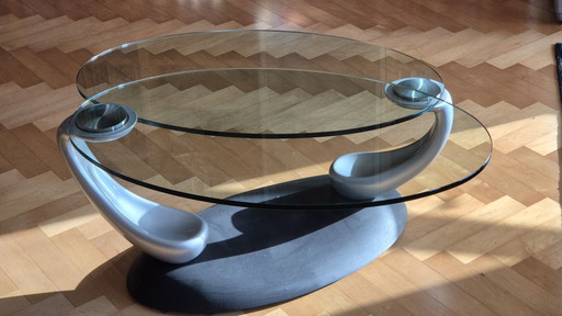 Tavolino da caffè di design Naos "Papillon" - piano in vetro, ovale, pezzo da collezione
