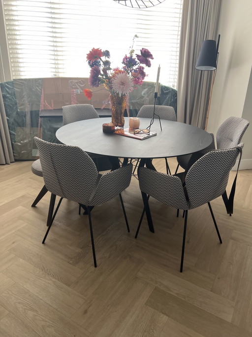 Mobitec Eclips Round Dining Table Black 135cm – eettafels, Metal, Wood